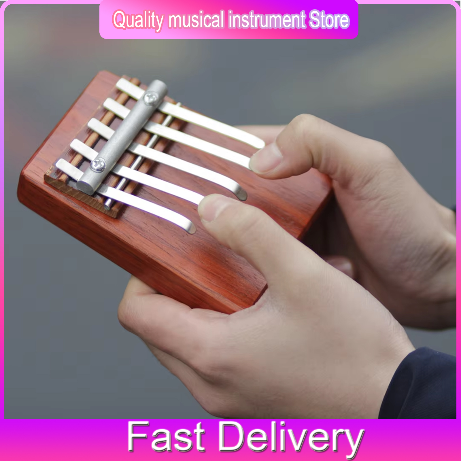 Musical Instrument Keyboard - 5 Tone Thumb Piano Acacia Material