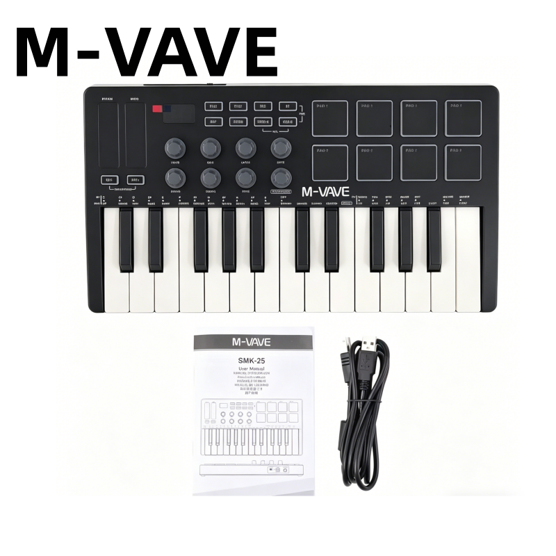 Musical Instrument Keyboard - M-VAVE SMK-25 Black Portable MIDI Keyboard,