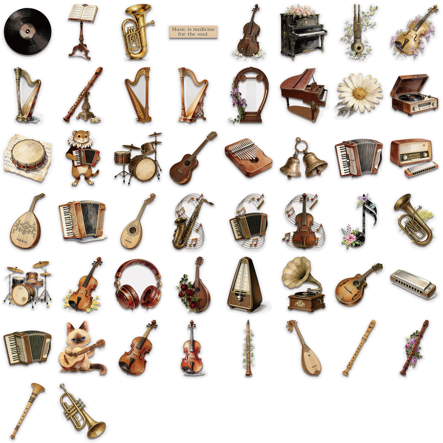 50PCS Retro Musical Instrument - Musical Instruments List review and price