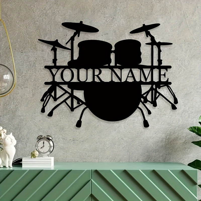 Custom Drum Set Metal Wall Art - Musical Instrument With Name review and price