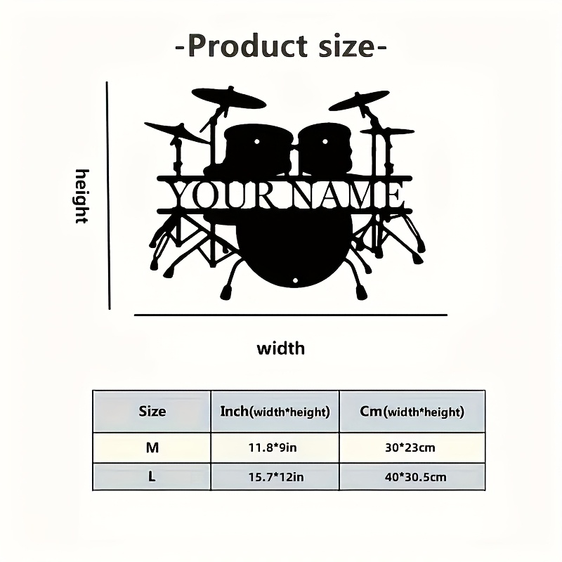 Custom Drum Set Metal Wall Art - Musical Instrument With Name review and price