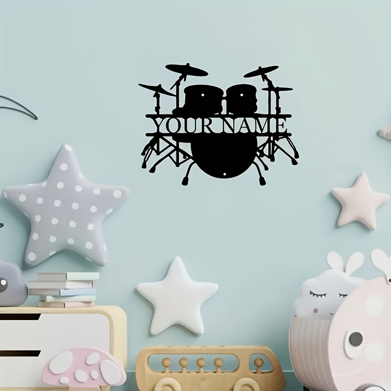 Custom Drum Set Metal Wall Art - Musical Instrument With Name review and price
