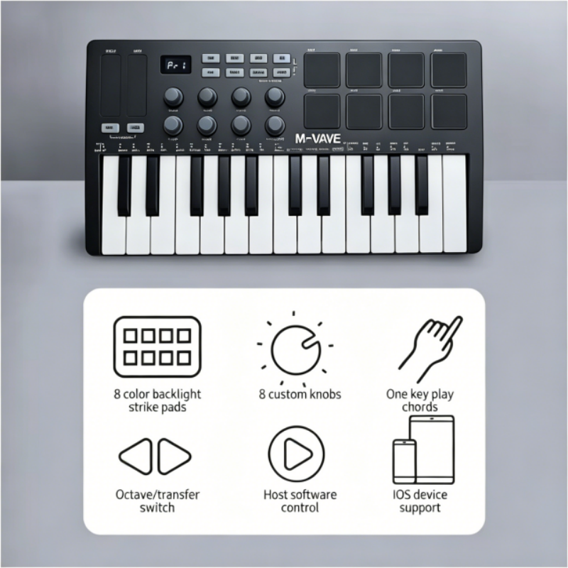 M-VAVE SMK-25 Black Portable M - Musical Instrument Keyboard review and price