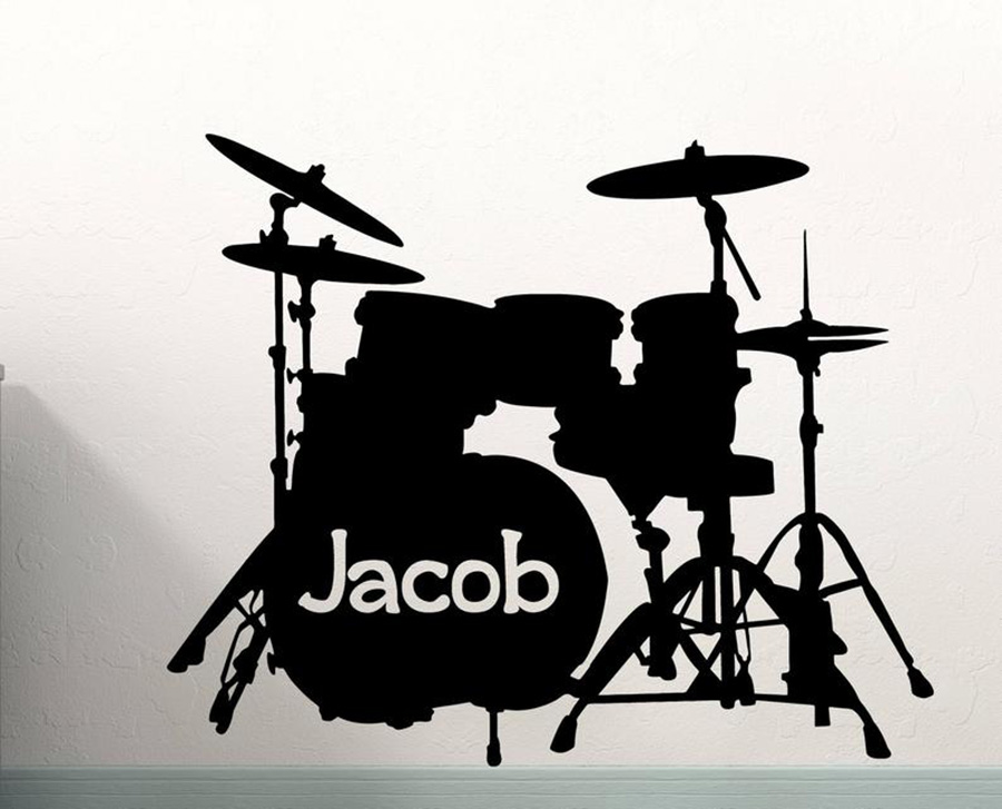 Drum Set Wall Decal Custom Nam - Musical Instrument With Name review and price