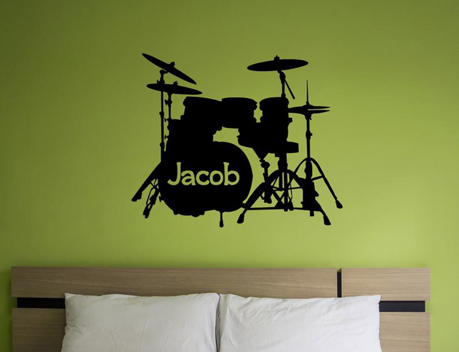 Drum Set Wall Decal Custom Nam - Musical Instrument With Name review and price